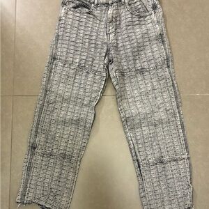 Zara Men's Black and White Patterned Jeans
